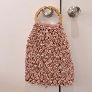 Pink net bag wood handle